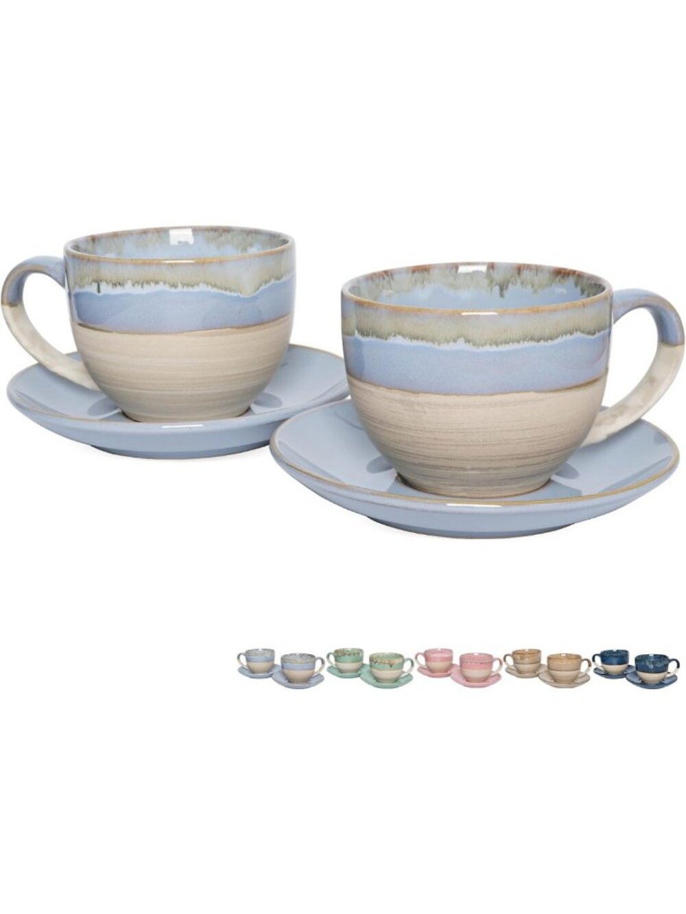 Ceramic Cappuccino Cup & Saucer Set of 2, 10 Oz - Coffee, Latte, Espresso, Tea
